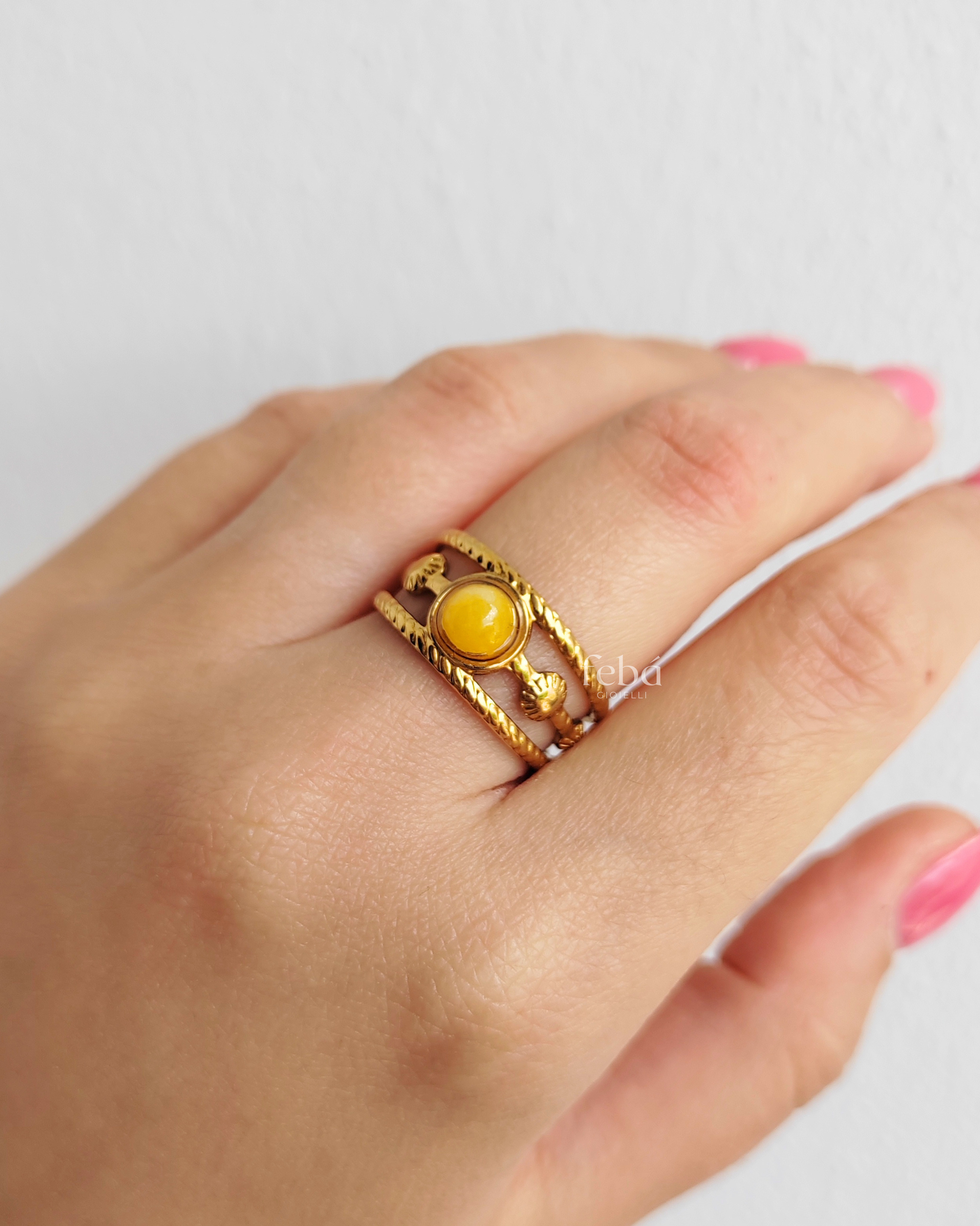 Anello regolabile Agata Gialla