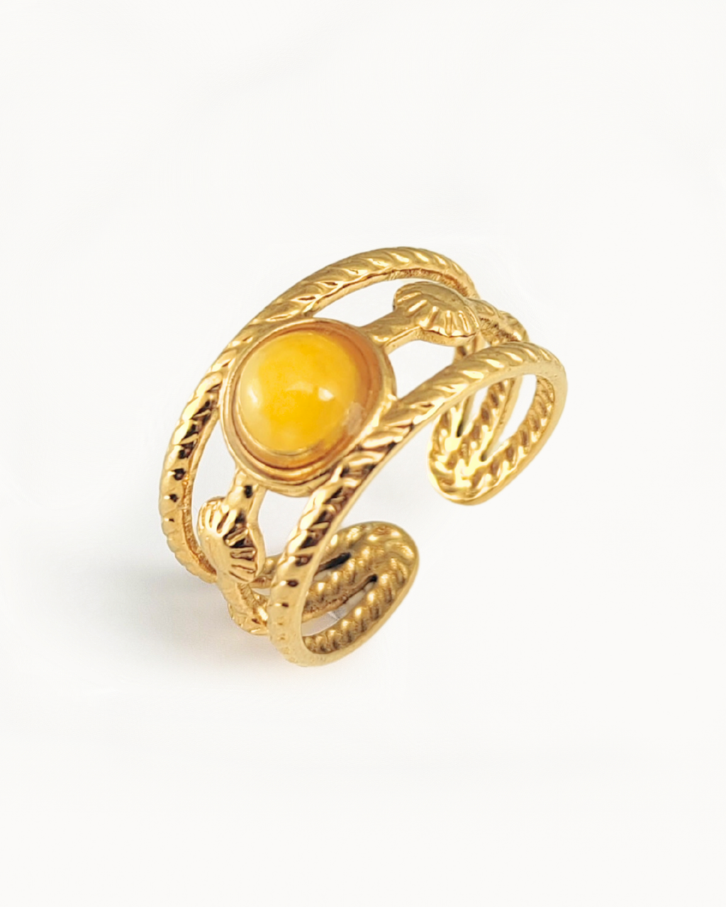Anello regolabile "Agata gialla"
