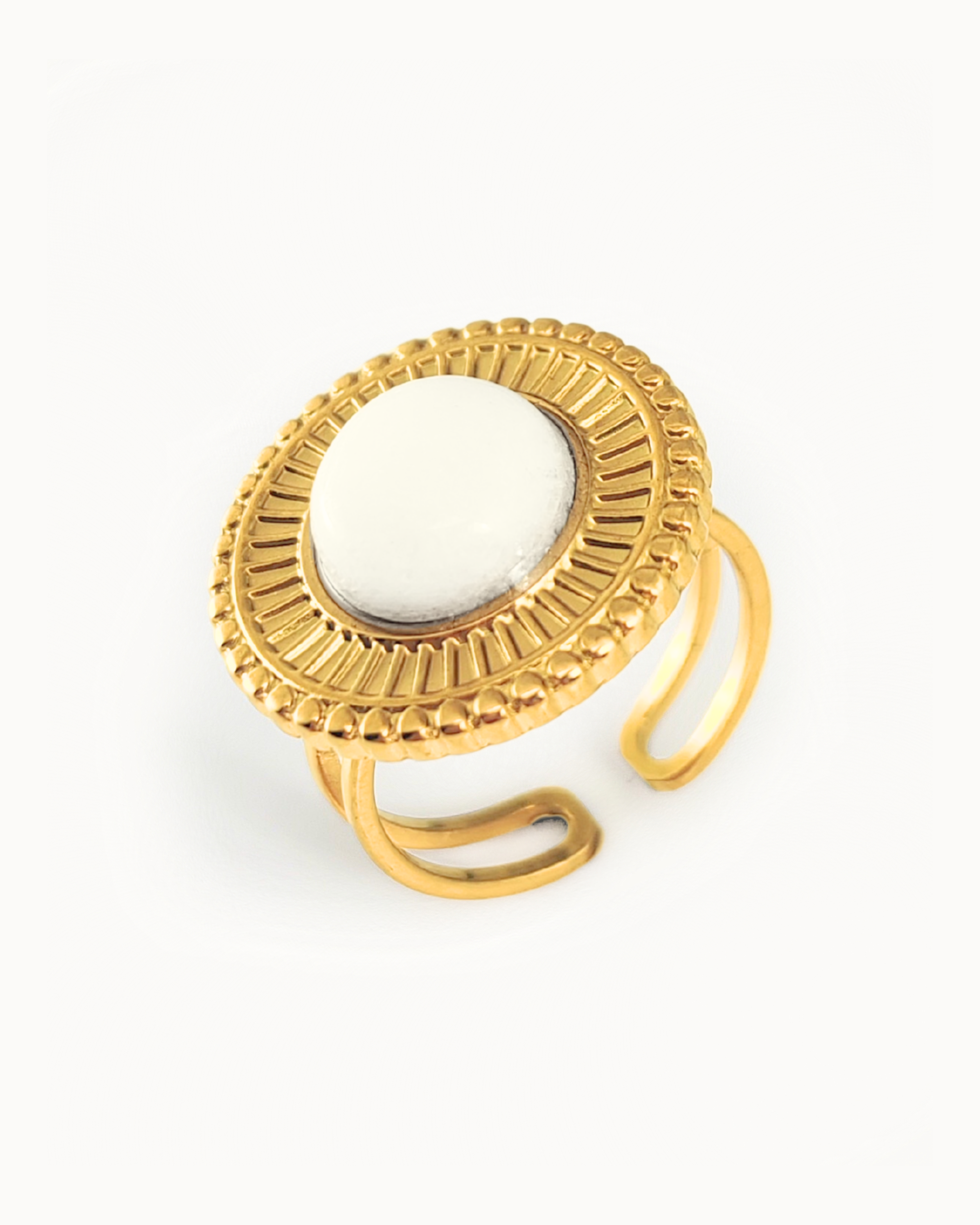 Anello regolabile Calcedonio Bianco