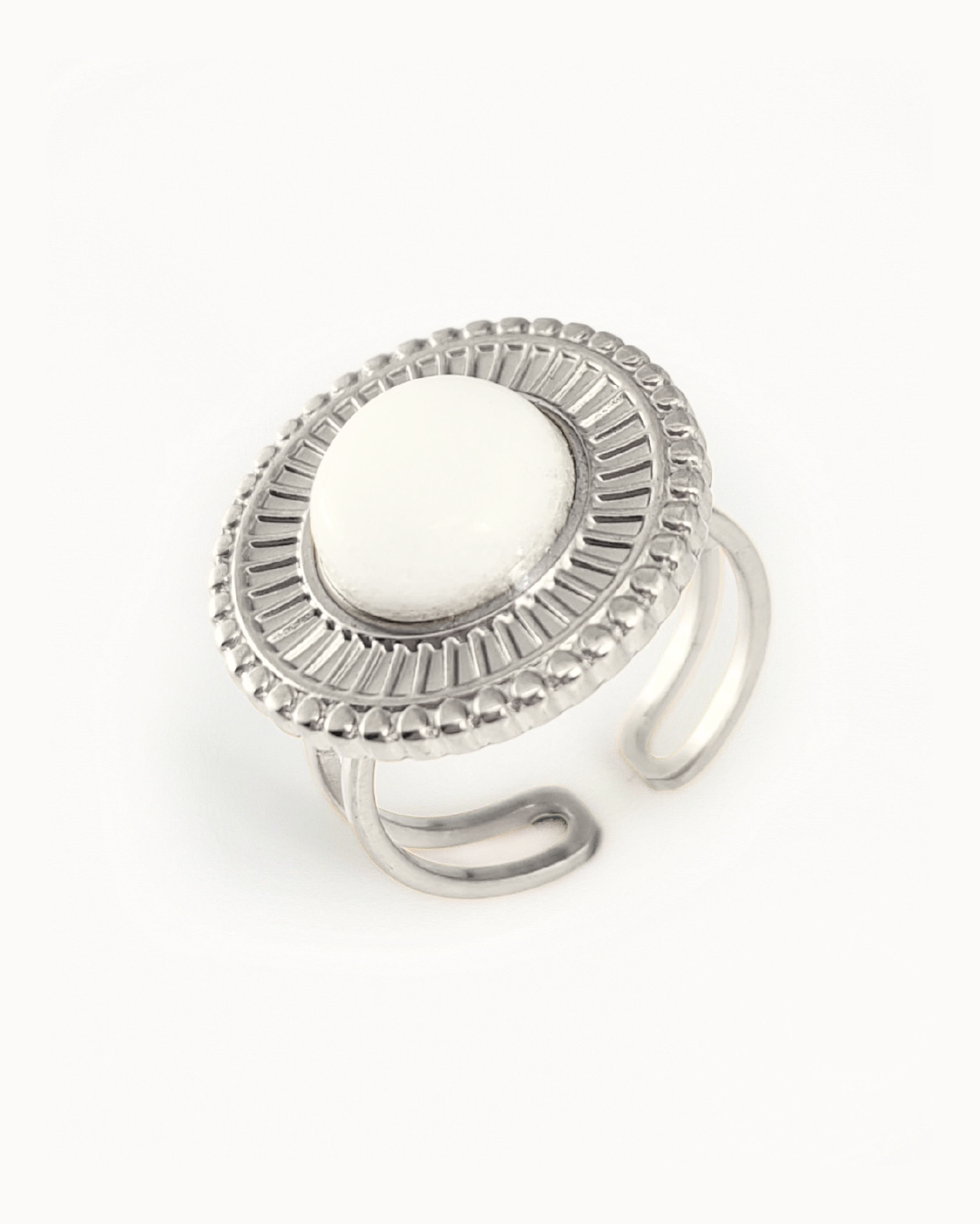 Anello regolabile Calcedonio Bianco