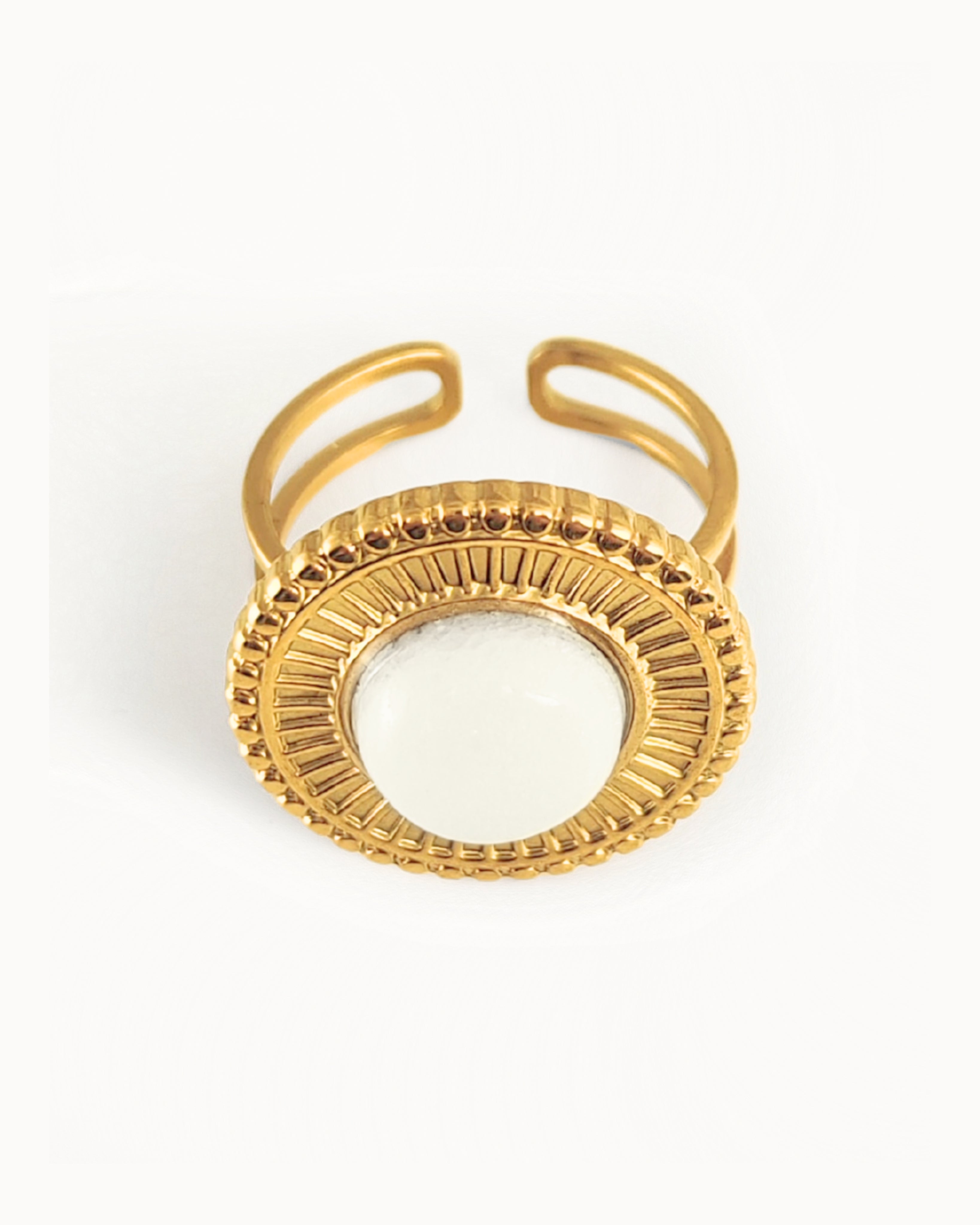 Anello regolabile Calcedonio Bianco